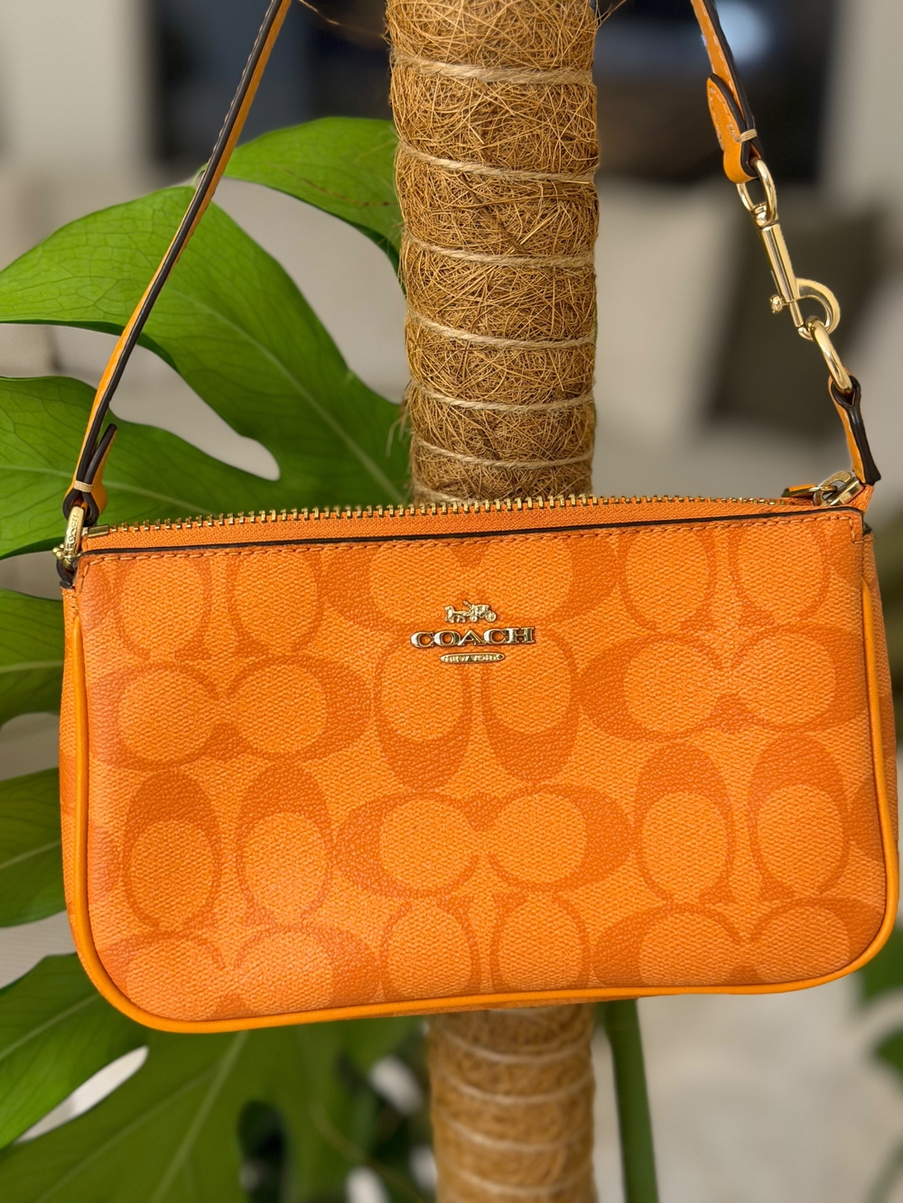 Coach Orange Signature Mini Wristlet Bag - Picture 2 of 5